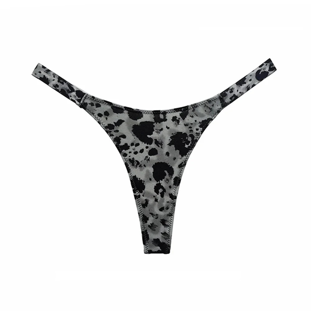 LuckeLadybug women's sexy high cut thong in a stylish black and white pattern