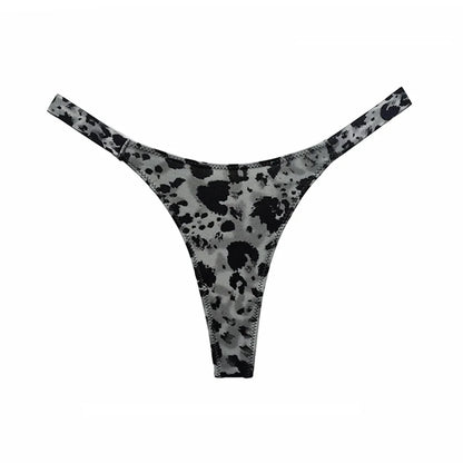 LuckeLadybug women's sexy high cut thong in a stylish black and white pattern