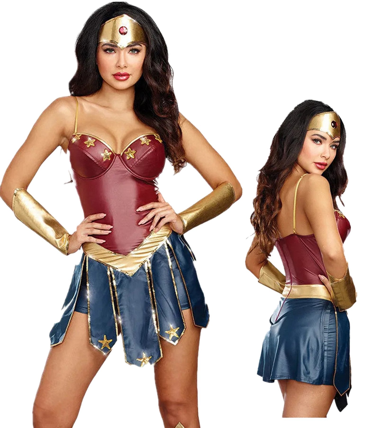 LuckeLadybug women's sexy superhero costume featuring a fitted bodice and a stylish skirt