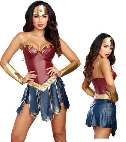 LuckeLadybug women's sexy superhero costume featuring a fitted bodice and a stylish skirt