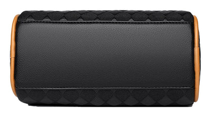 LuckeLadybug women's shoulder bag small satchel with a stylish black leather design and quilted pattern