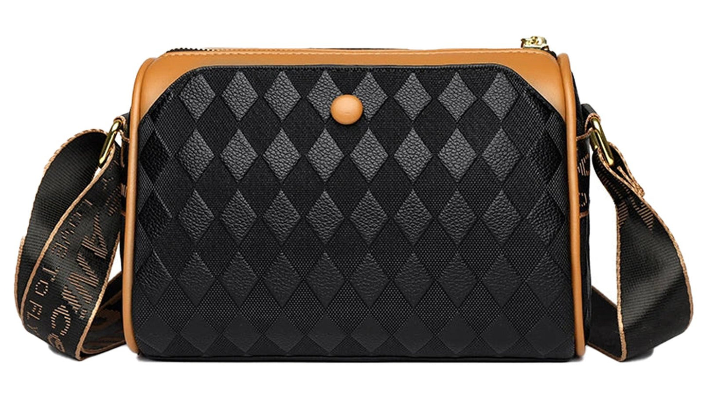 LuckeLadybug women's shoulder bag small satchel with diamond pattern and adjustable strap