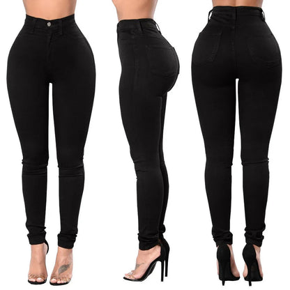 LuckeLadybug women's skinny jeans high waist in black with a sleek fit and stylish design