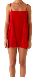Red women's sleeveless nightgown from LuckeLadybug LLC with a stylish and comfortable design