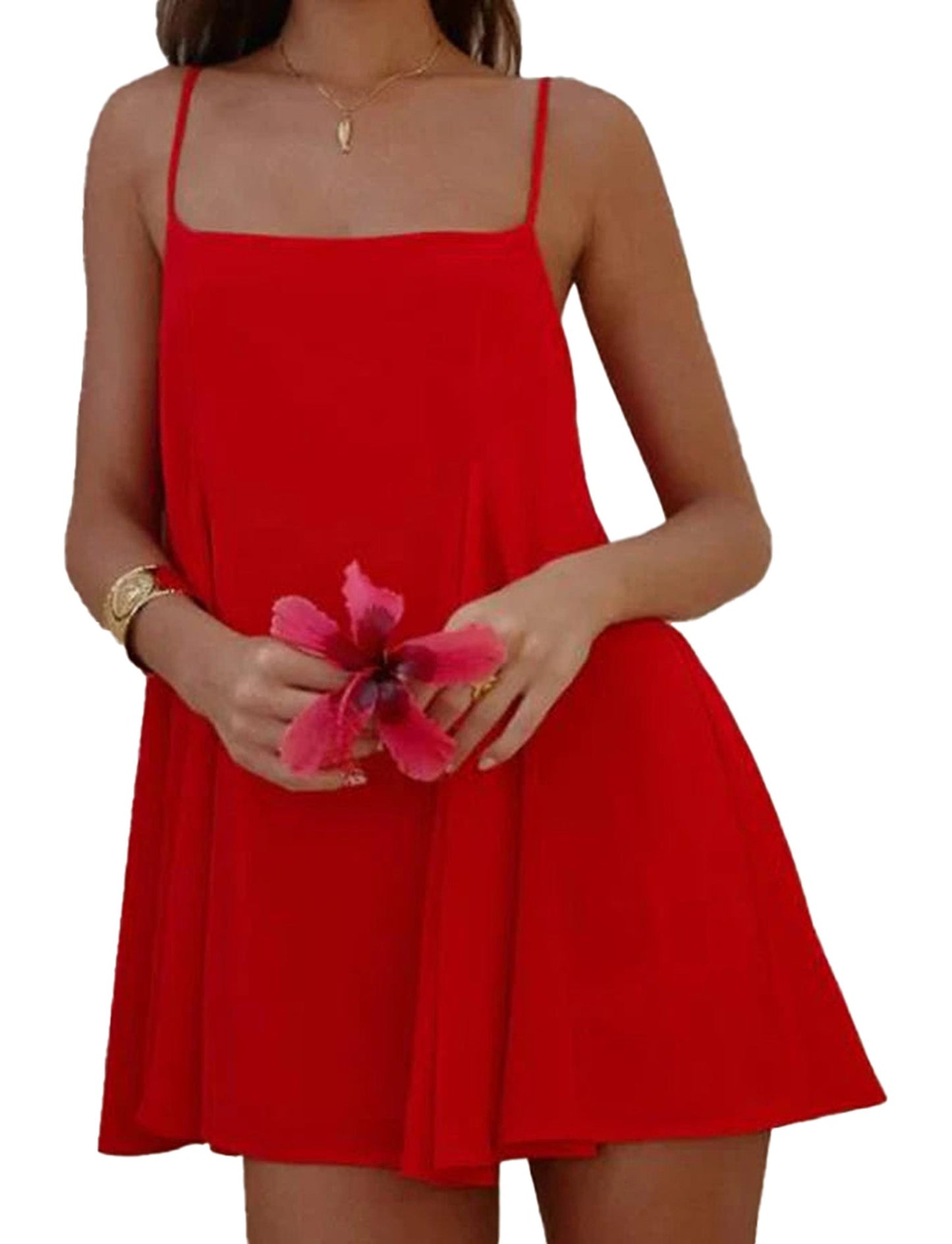 Red LuckeLadybug women's sleeveless nightgown with a flowy design perfect for warm nights