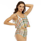 LuckeLadybug Womens Swimsuits Bikini with Colorful Pattern and Cropped Top Design