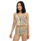 LuckeLadybug womens swimsuits bikini with colorful crop top and high-waisted bottoms for a stylish beach look