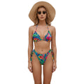 LuckeLadybug Women's Swimwear Fun Colorful Bikini with Triangle Top and Tie-Side Bottoms