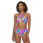 LuckeLadybug Women's Swimwear with Colorful Floral Design and Stylish Cut for Summer Fun
