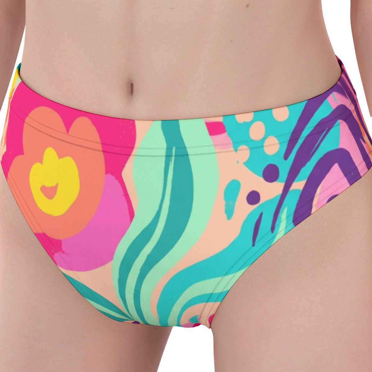Colorful LuckeLadybug bikini bottoms for womens swimwear one piece with vibrant floral print