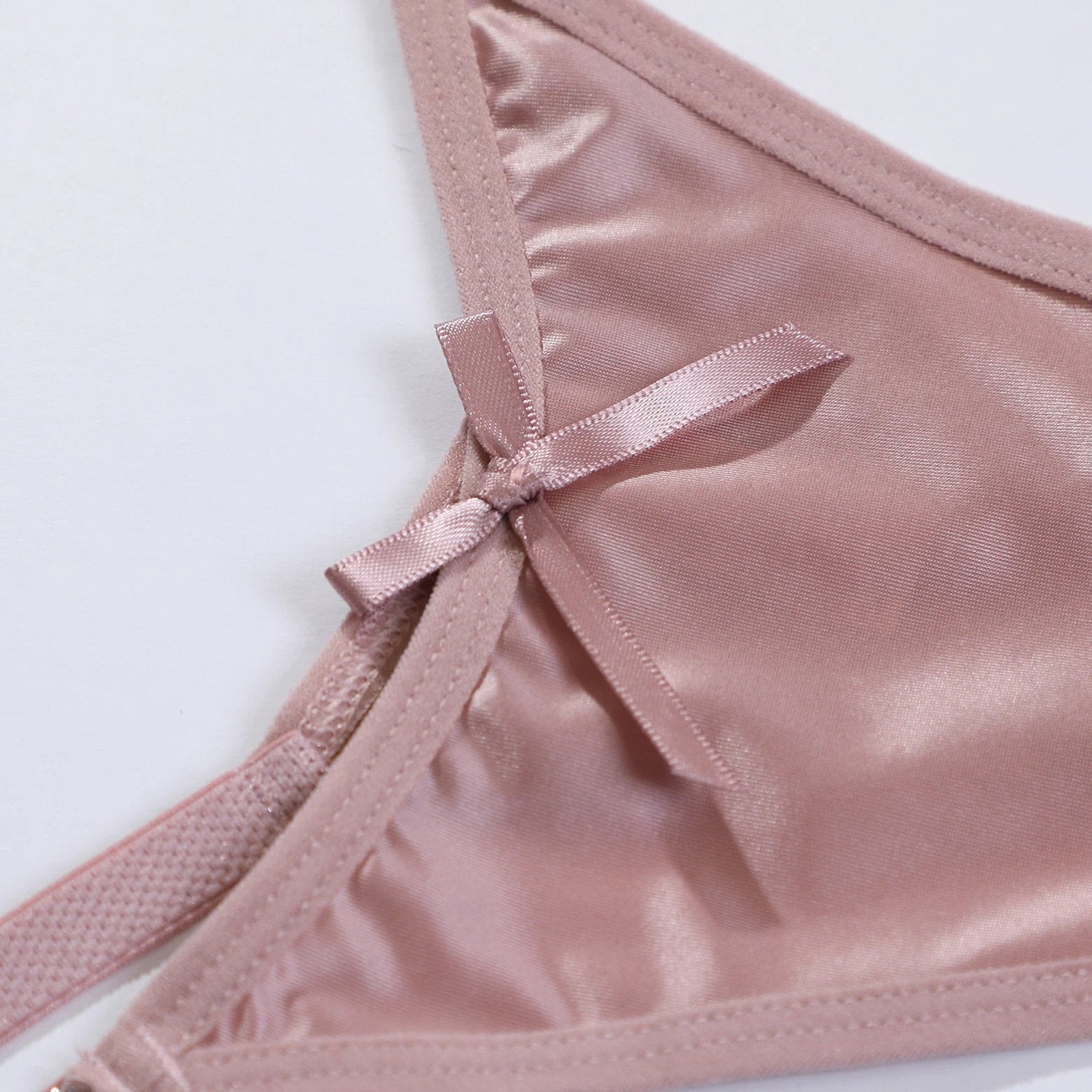 LuckeLadybug LLC women's thong briefs in soft satin fabric with elegant ribbon detail