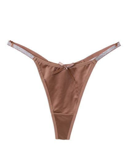 LuckeLadybug women's thong briefs in soft brown fabric with adjustable straps and a stylish design