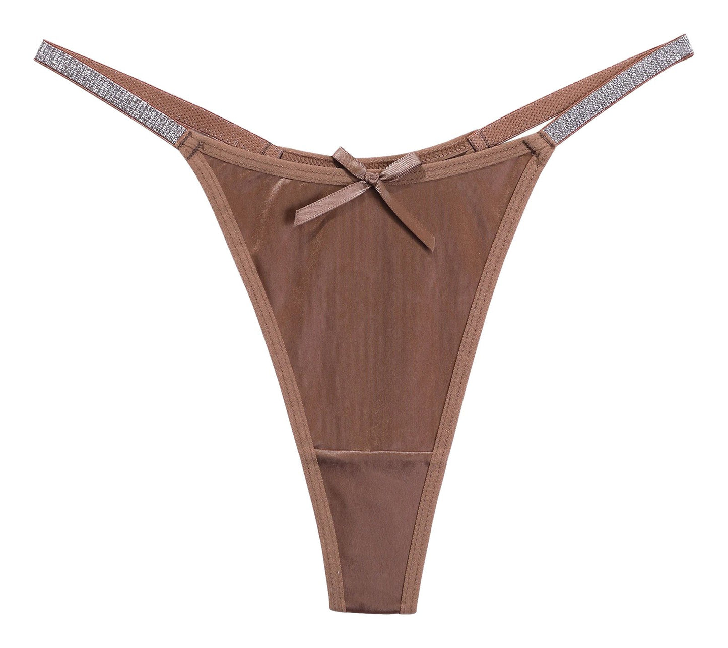 LuckeLadybug women's thong briefs in brown with a delicate bow for a stylish yet comfortable fit