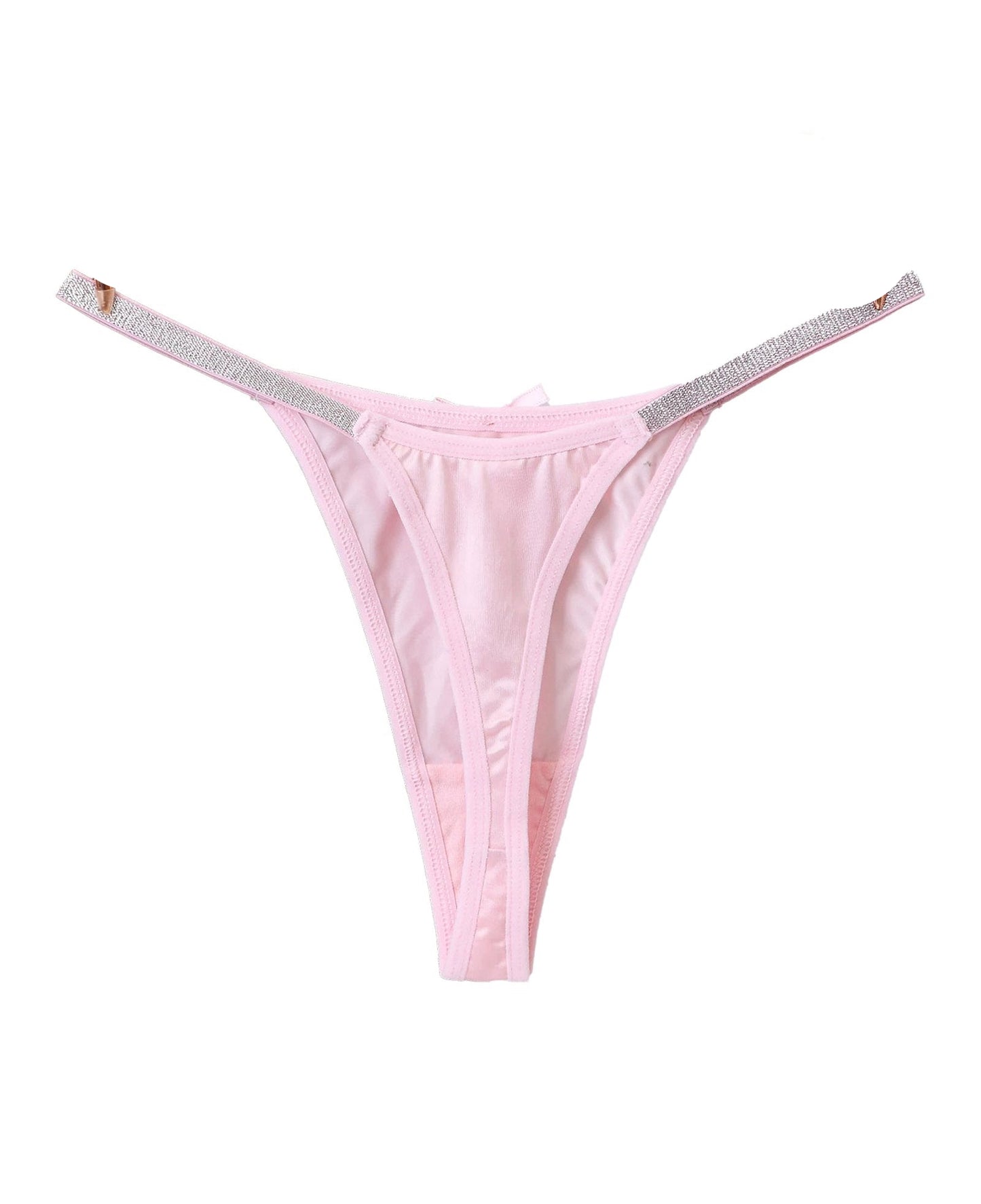 LuckeLadybug women's thong briefs in soft pink with comfortable elastic straps