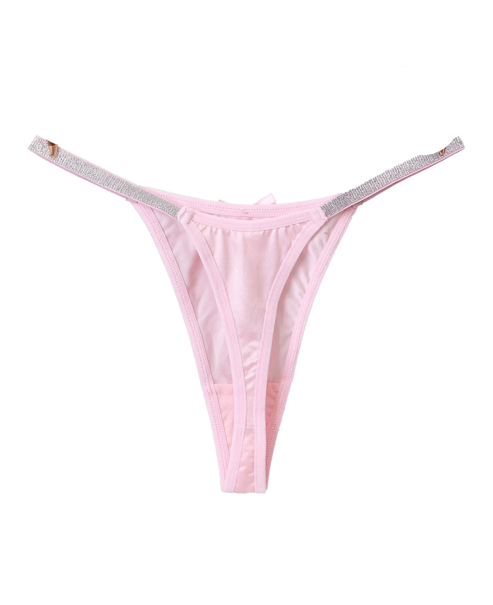 LuckeLadybug women's thong briefs in soft pink with comfortable elastic straps