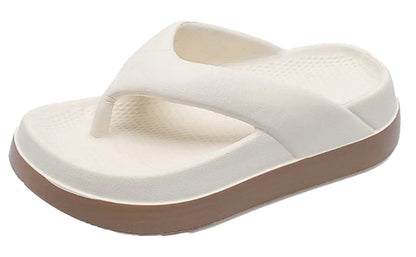 LuckeLadybug women's trendy platform flip flops 2024 in white with comfortable design and durable sole