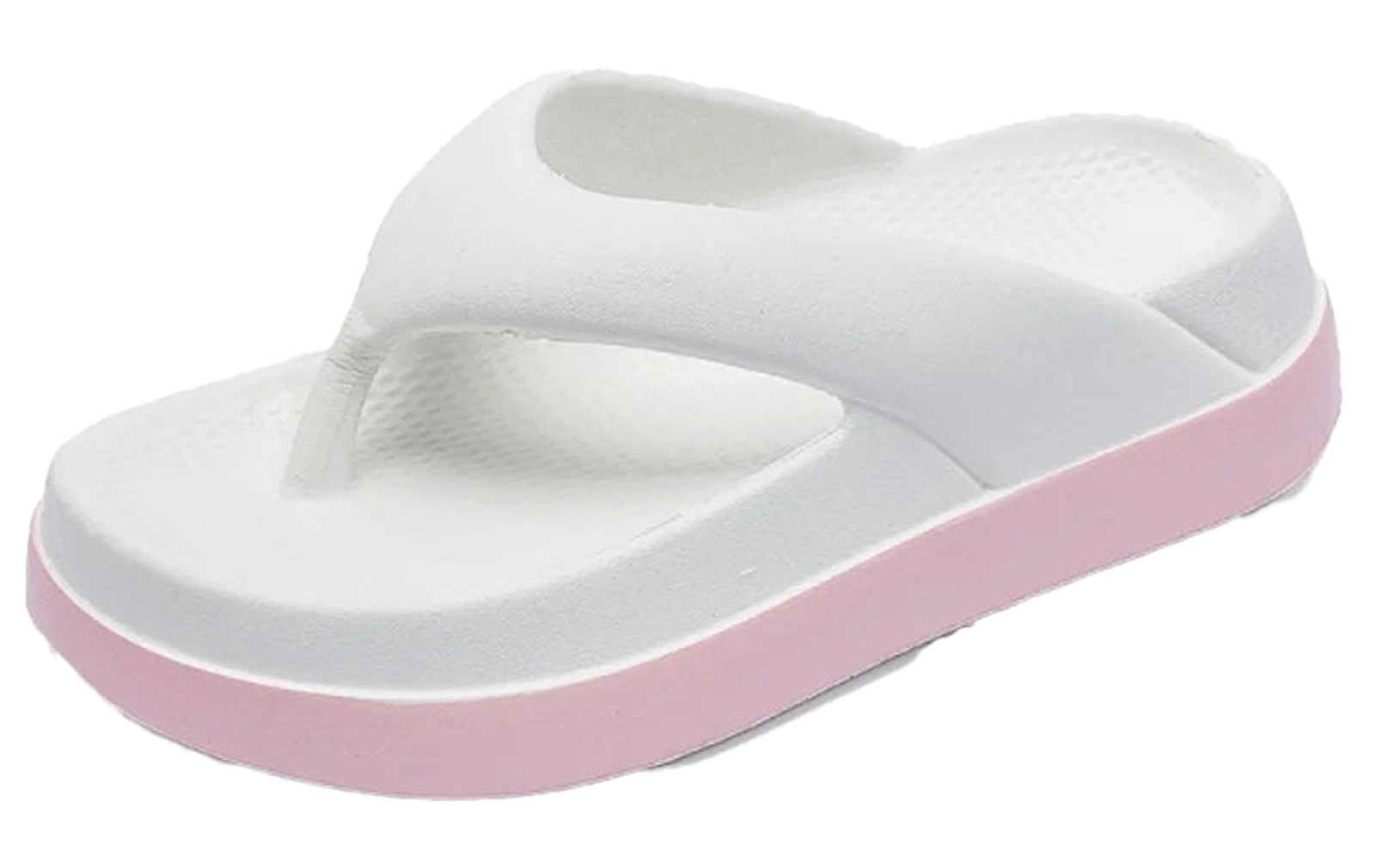 Women's trendy platform flip flops 2024 in white and pink color for stylish summer wear