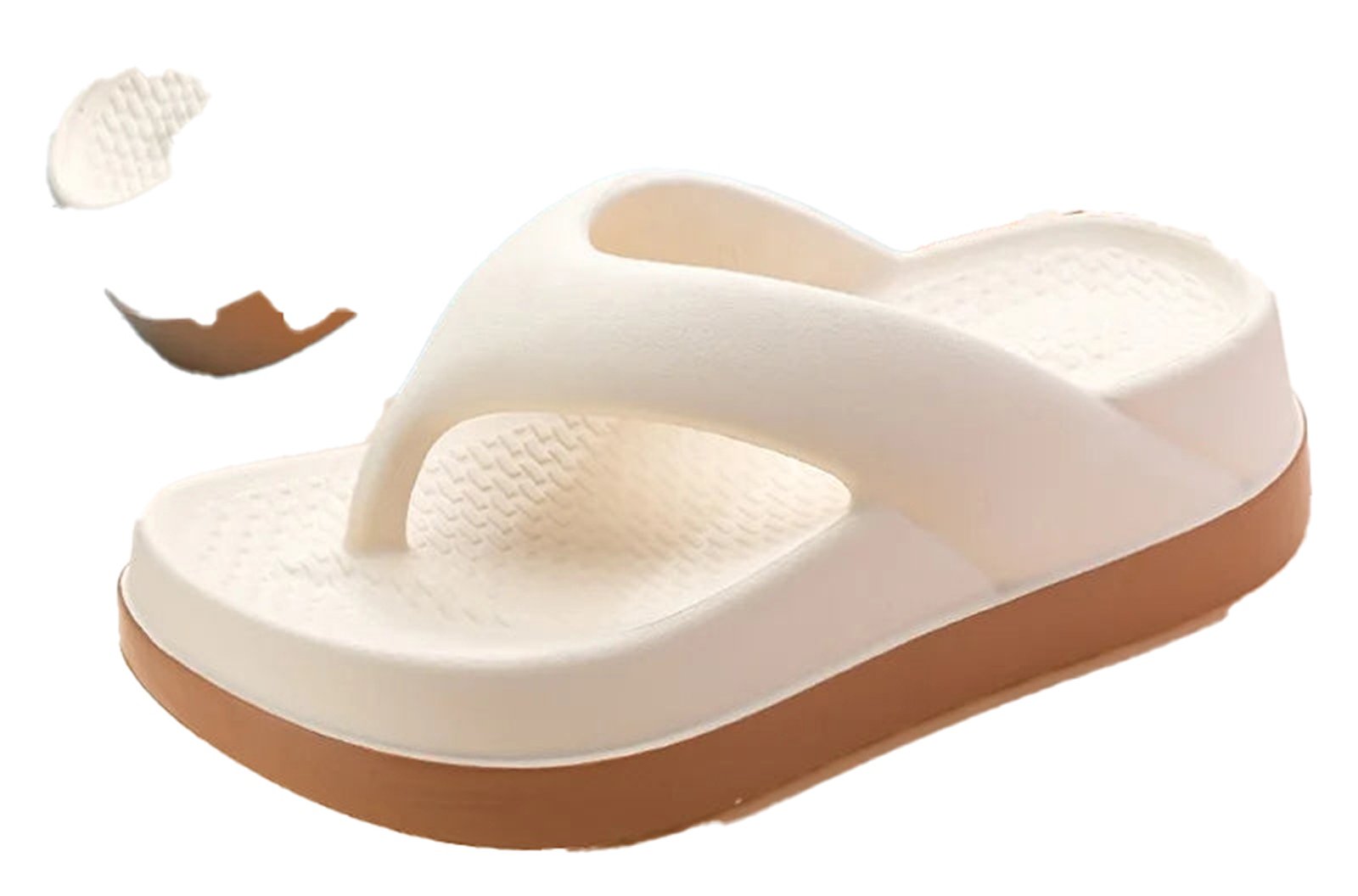LuckeLadybug women's trendy platform flip flops 2024 in beige with comfortable cushioning for stylish summer wear