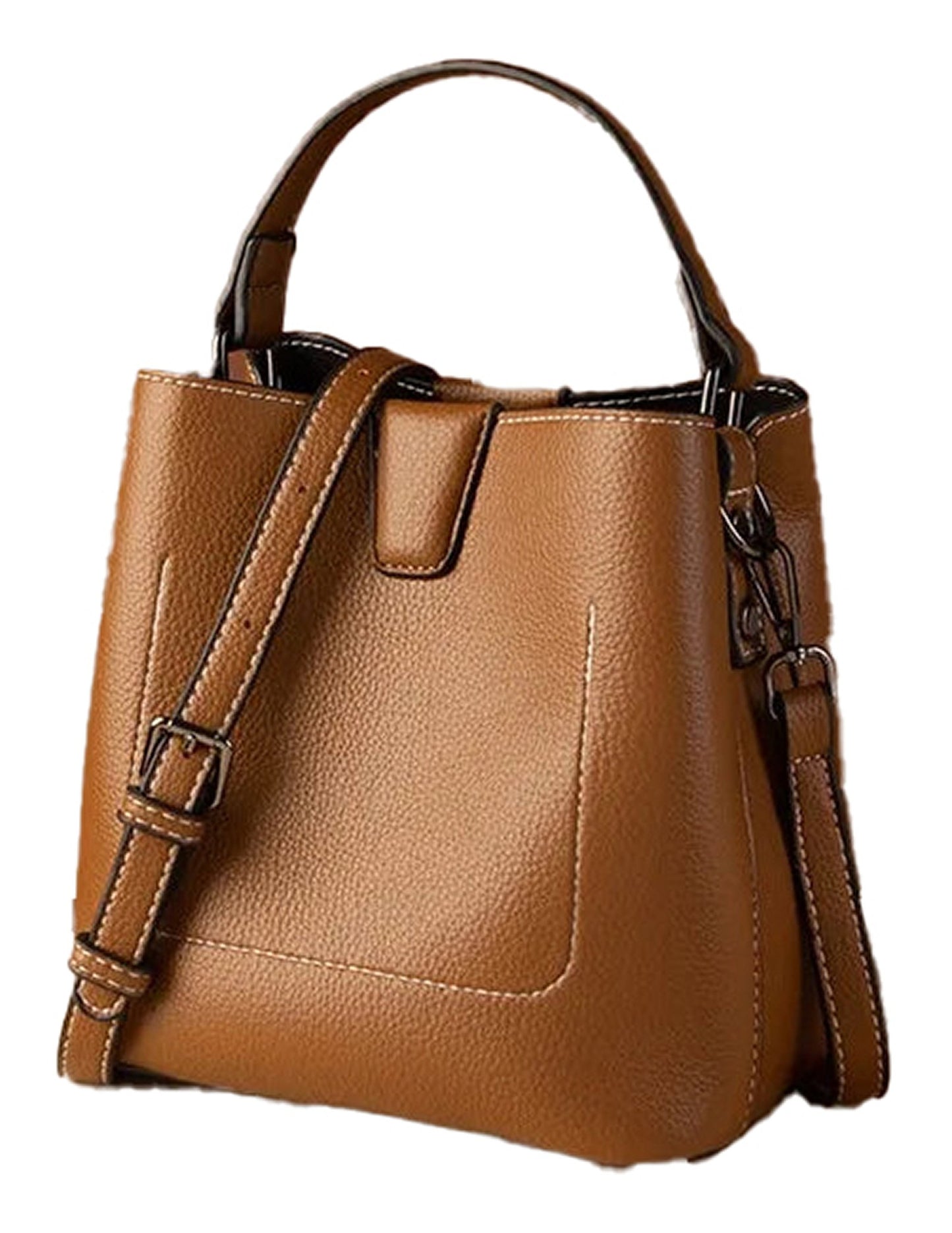 LuckeLadybug women's water bucket handbag in brown with adjustable strap and stylish design