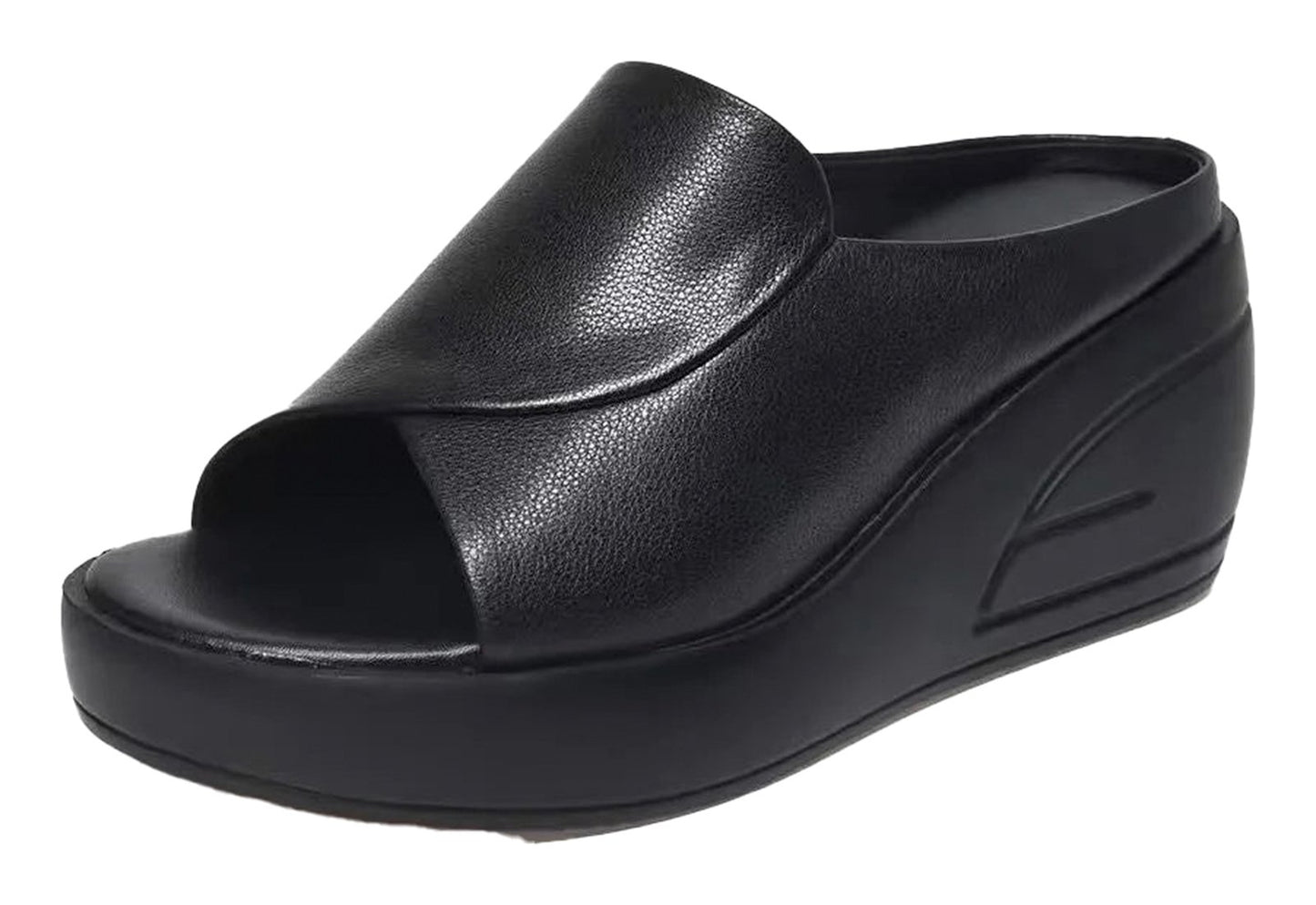 LuckeLadybug women's wedge platform sandals in sleek black with open-toe design for comfort and style