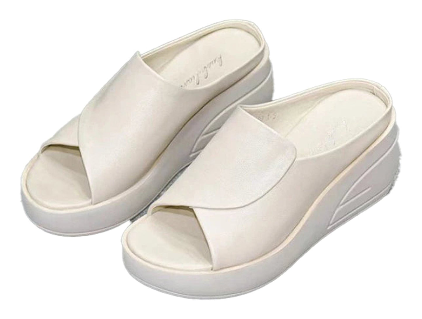 LuckeLadybug women's wedge platform sandals in creamy white for stylish summer wear