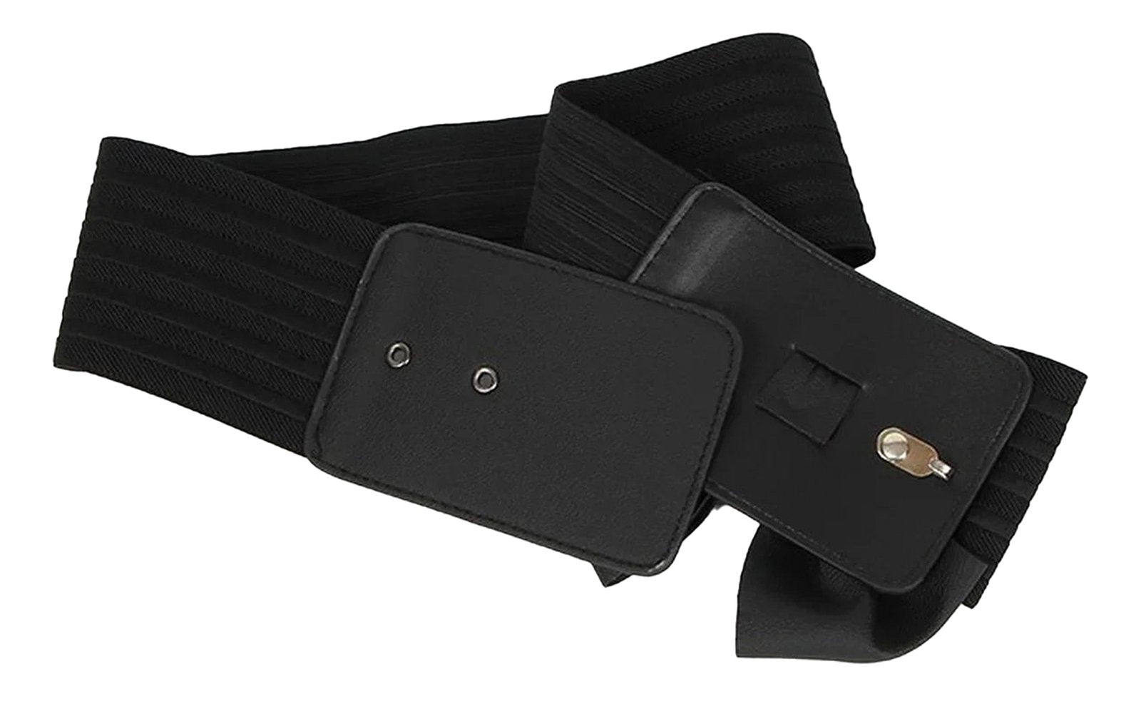LuckeLadybug women's wide bow belt in black with adjustable fit and stylish design