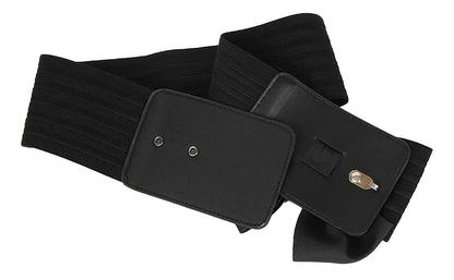LuckeLadybug women's wide bow belt in black with adjustable fit and stylish design