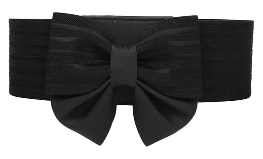 LuckeLadybug women's wide bow belt in black with elegant ribbon design for stylish outfits