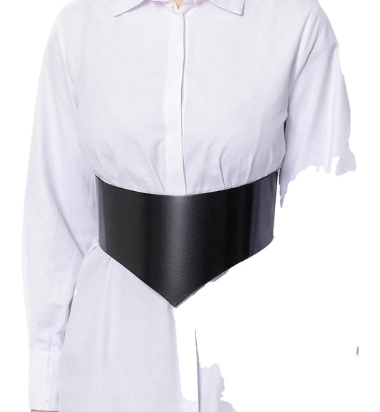 LuckeLadybug women's wide corset belt in black, perfect for accentuating your waistline