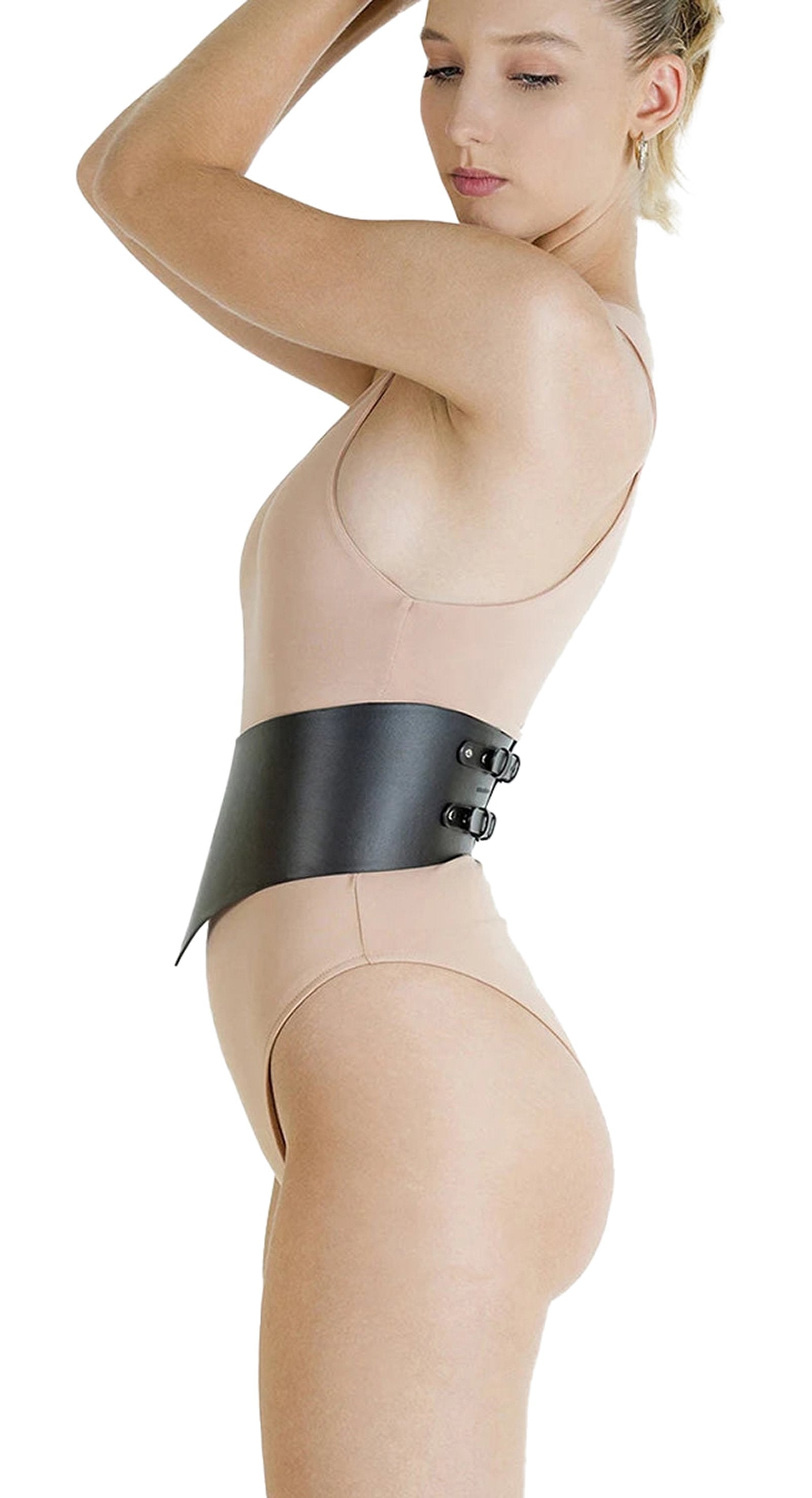 Stylish LuckeLadybug women's wide corset belt in black for enhancing waistline and fashionable outfits