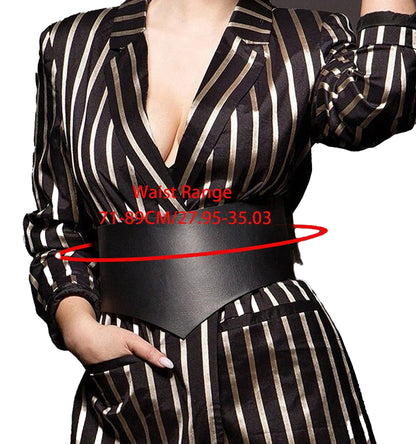 Women's wide corset belt from LuckeLadybug LLC designed for a stylish waist accentuation