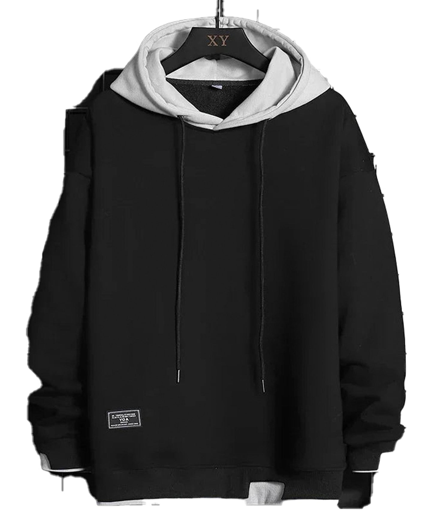 LuckeLadybug men's Korean streetwear hoodie with layered design and relaxed fit