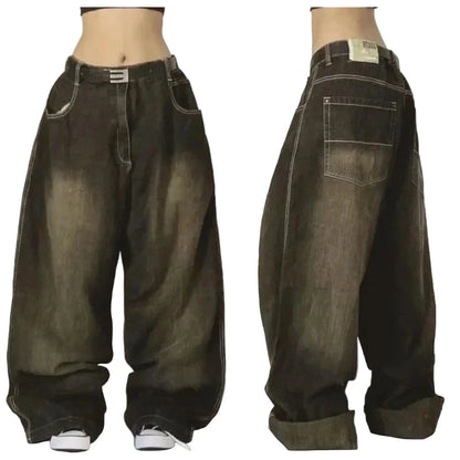 Baggy denim jeans in dark wash style for men and women, perfect Y2K baggy jeans for men and women.