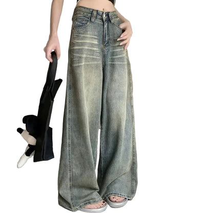 LuckeLadybug LLC Y2K baggy jeans women featuring wide-leg design and a vintage wash