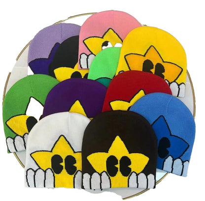 Colorful Y2K beanies for women and men featuring playful star designs in various shades