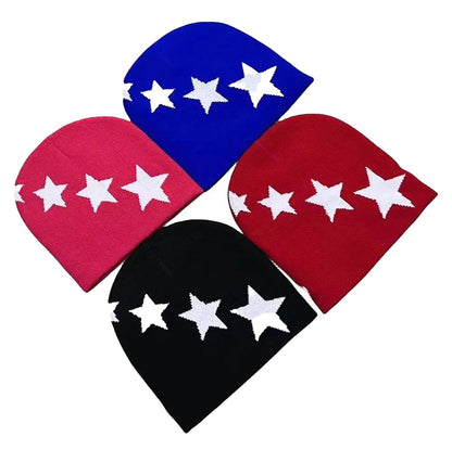 Colorful beanie collection featuring stars, perfect Y2K beanies for women and men by LuckeLadybug LLC