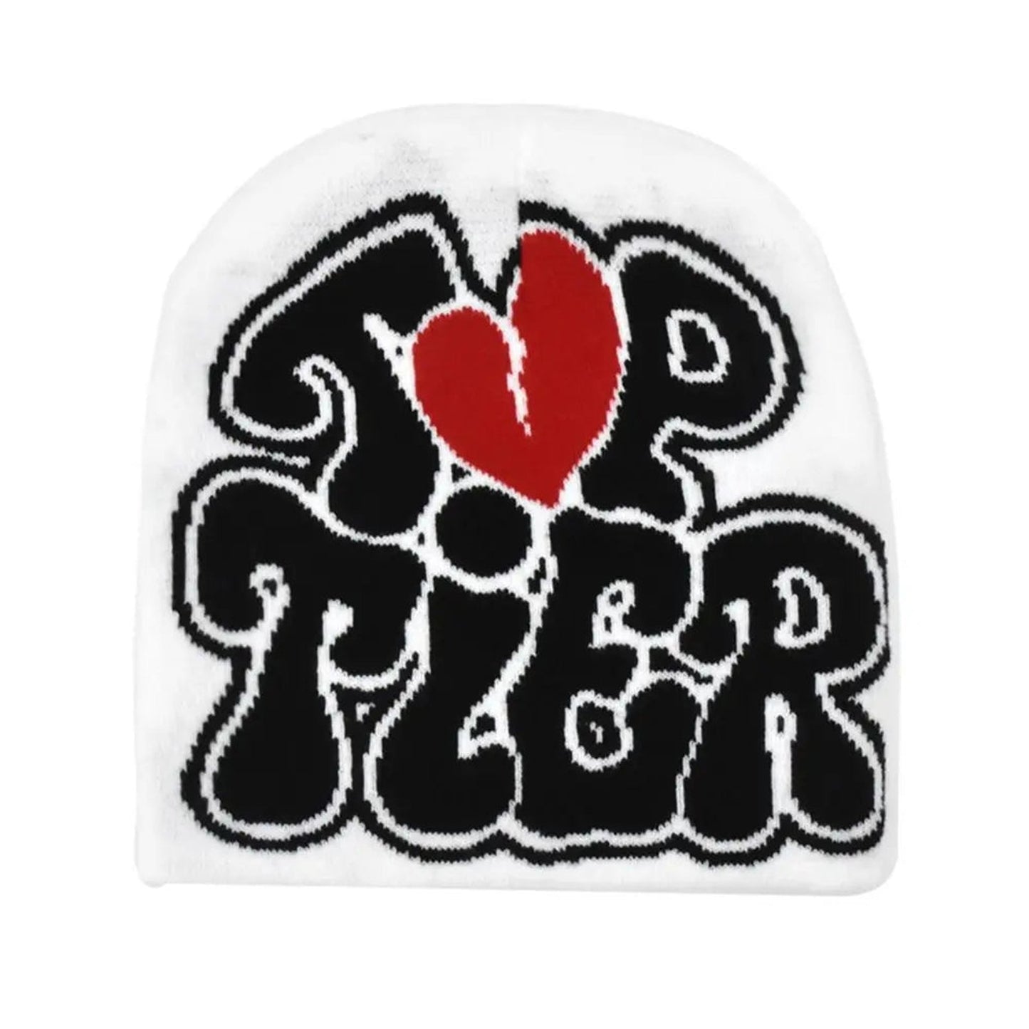 Top Tier Y2K Beanie for Women and Men with Bold Graphic Design in Black and Red