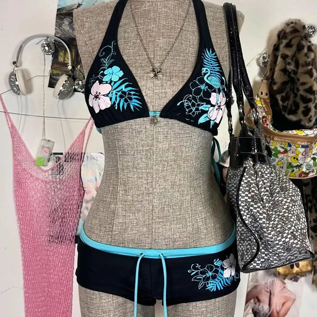 Y2K Bikini with Floral Design