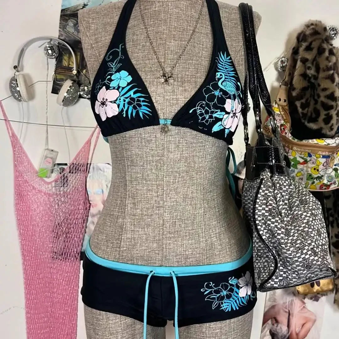 Y2K Bikini with Floral Design