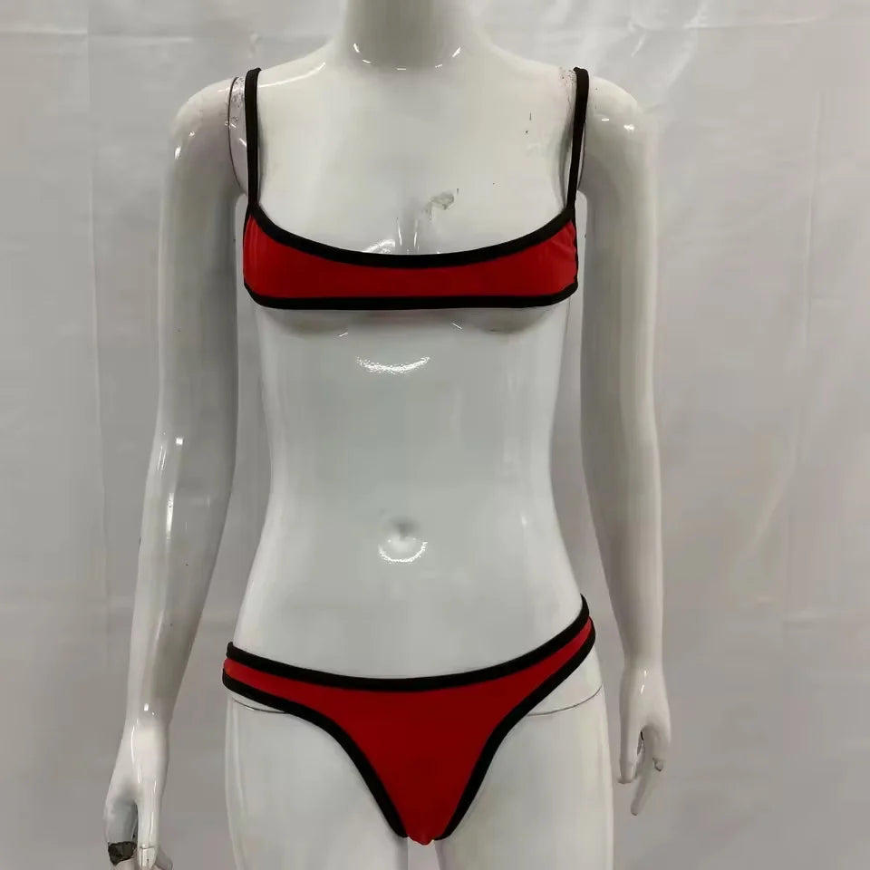 Y2K Bikini - Trendy Red Two-Piece Set
