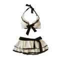 LuckeLadybug Y2K fashion bikini set with ruffled skirt and stylish ties for a trendy summer look