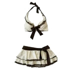 LuckeLadybug Bikini Set in Cream and Brown, Perfect for Y2K Fashion Enthusiasts