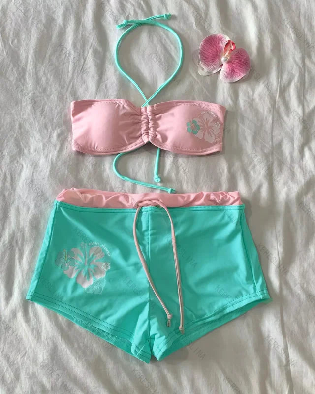 Y2K Fashion Floral Bikini Set for Summer