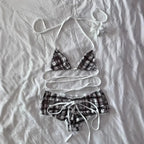 Y2K Fashion Plaid Bikini Set