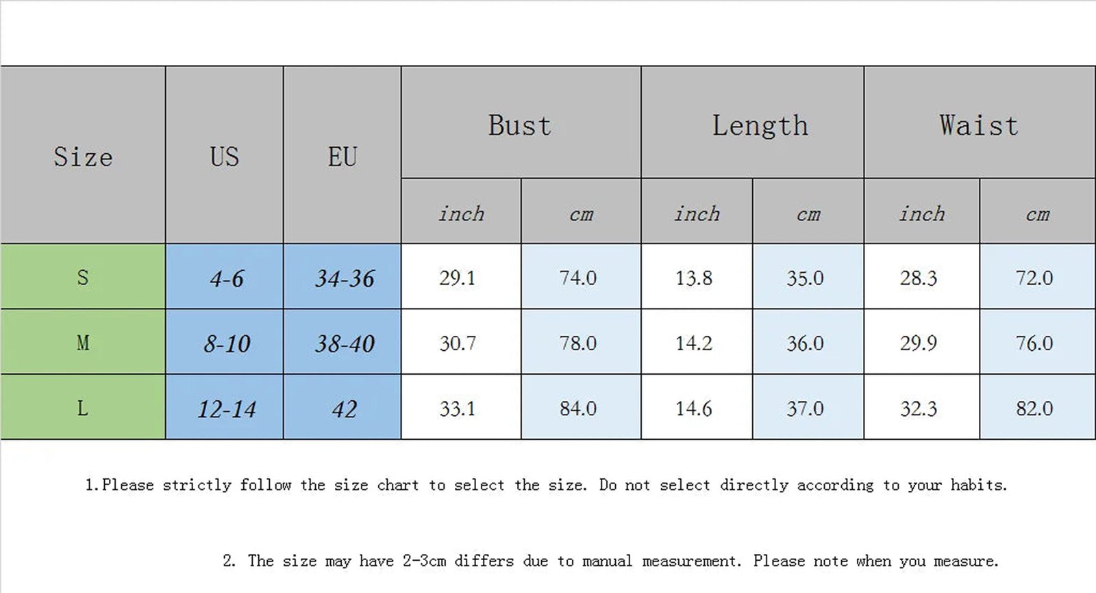 Size chart for y2k floral corset top including bust, length, and waist measurements for sizes S, M, and L