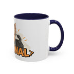 White Yorkie dog coffee mug with navy blue handle and interior featuring cute Yorkie design