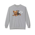 LuckeLadybug gray Yorkie dog mom sweatshirt with cute Yorkie and text I'm mom's favorite