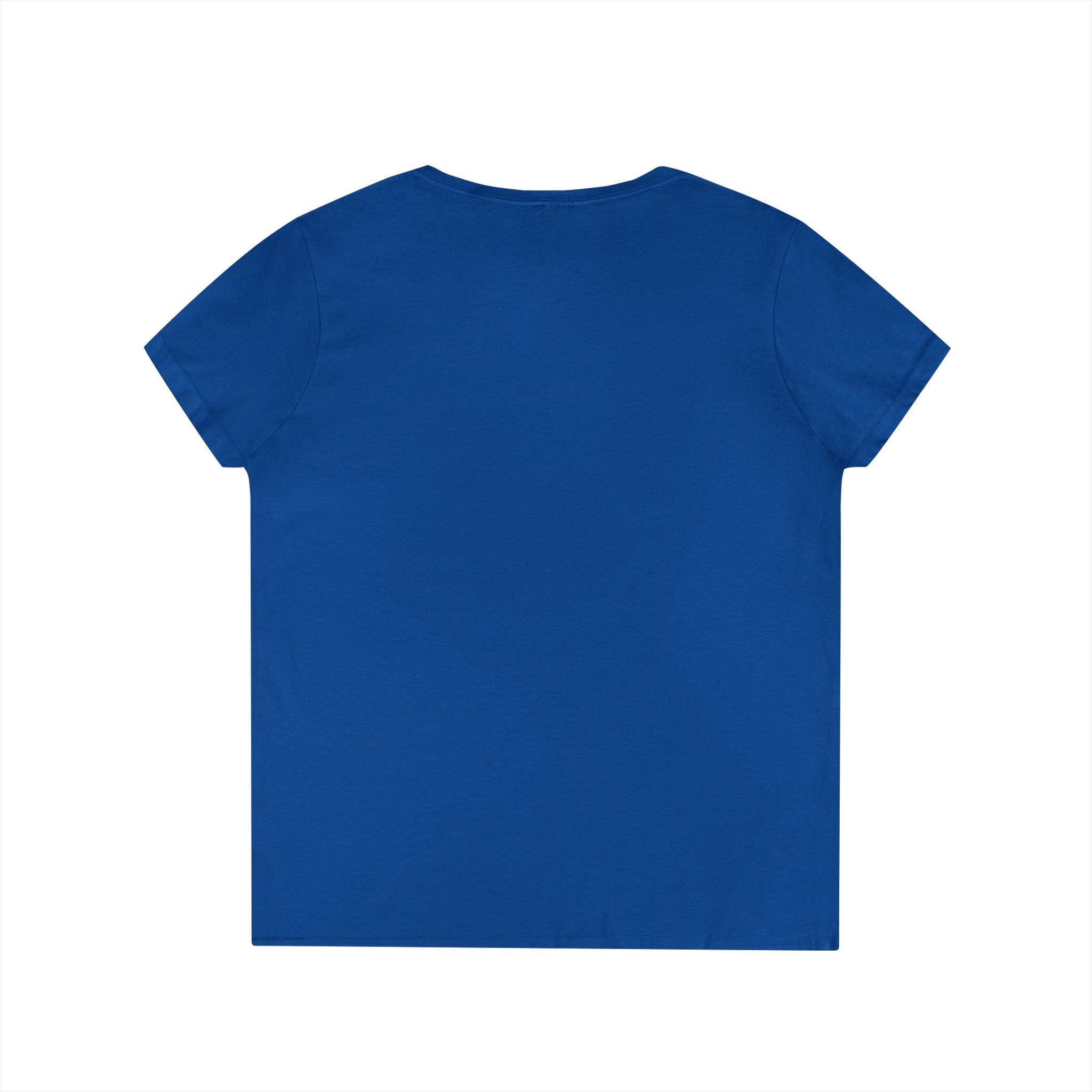 Blue Yorkie V neck t shirt for women with short sleeves and a simple back design